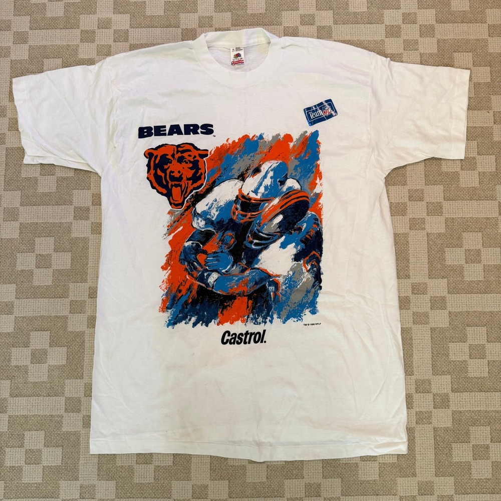 Vintage 1996 Chicago Bears Castrol NFL T-Shirt Fruit of the Loom XL Made in USA